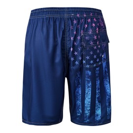 Mens Swim Trunks with Compression Liner, Vintage USA Flag Men Swimming Shorts with Boxer Brief Liner 9 Inch Inseam Men's Board Shorts Swimwear, 4 Way Stretch Quick Dry Men Beach Swimsuits, XXL