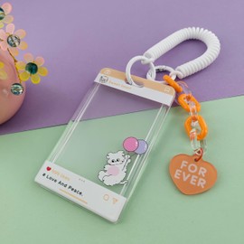 Pass case, commuter pass, card case, slide cover design, key holder, with strap, employee ID, IC card, commuting to work, school, double sided, transparent, men's, women's, pass case for children,