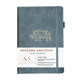 A5 Hardback Notebook by Avocado and Spice® with Gift Box & Velvet Bag - A5 Notebook Journal for Men and Women - Lined Journal Notebook A5-200 Pages Daily Planner (Grey, Lined)