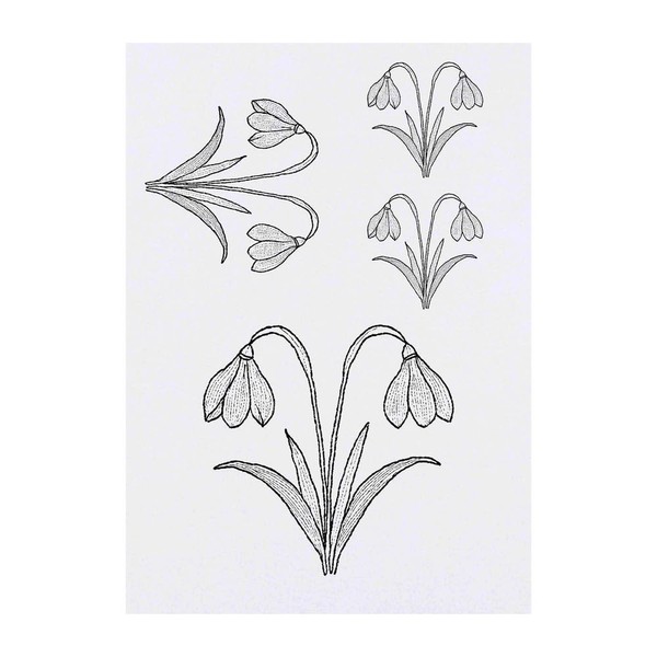 4 x 'Snowdrop Flowers' Temporary Tattoos - Water Resistant, Skin-Safe,
