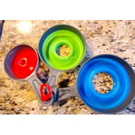 Unbranded 3  Silicon Food Grade Funnels Collapsible Bottle Fill Wide Mouth Canning Kitchen