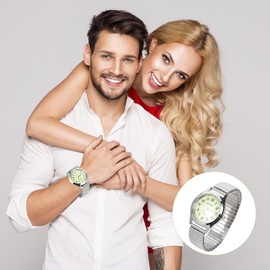 Couple Watch for Men: Casual Silver Watch, Fashion Business Easy to Read Dress Watch Luminous Day Date Analog Wrist Watches