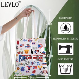 LEVLO Puerto Rico - Bolsa de mano puertorriqueña, regalo turístico de Puerto Rico, bolsa de hombro de viaje para Puerto Rico Merch, Bolso puertorriqueño, M