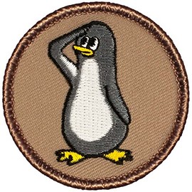 Saluting Penguin Patrol Patch - 2" Diameter Round Embroidered Patch (Sew-on)