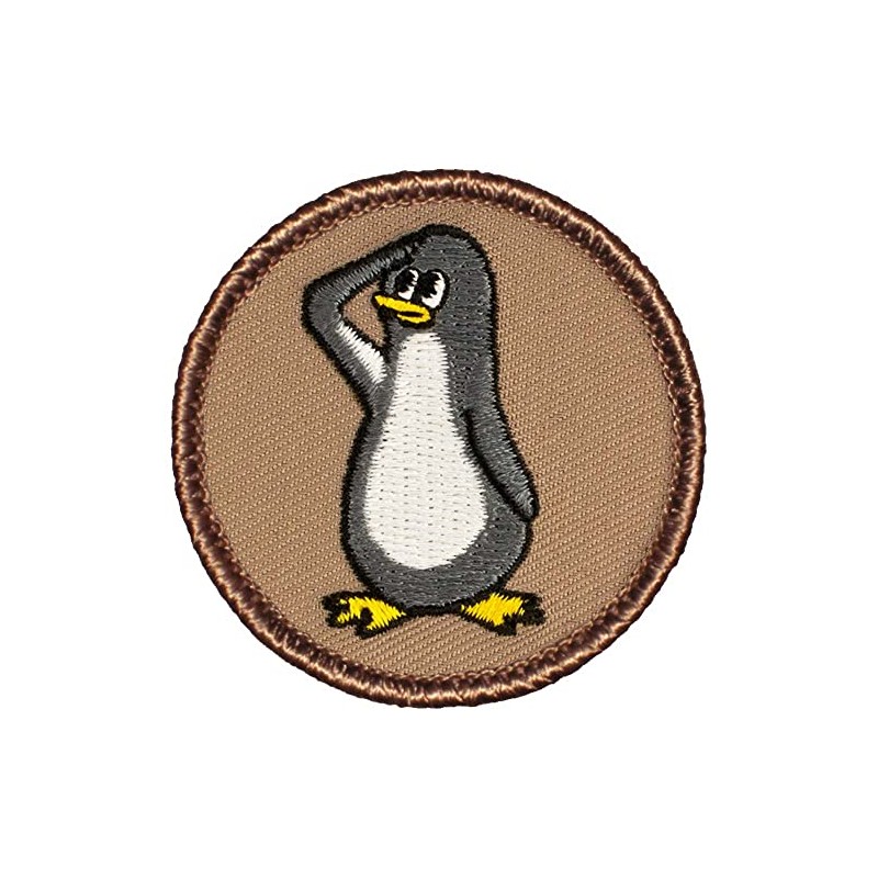 Saluting Penguin Patrol Patch - 2" Diameter Round Embroidered Patch