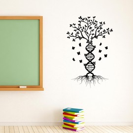 Vinyl Wall Decal Leaves Tree of Life DNA Science Butterflies Stickers Mural Large Decor (g8379) Black