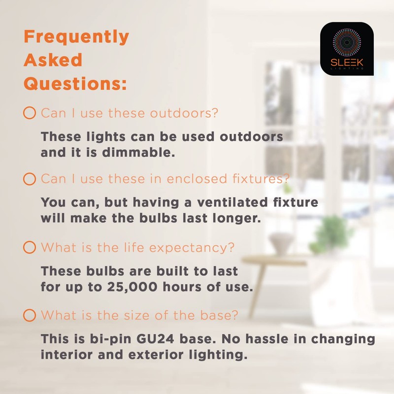 SLEEKLIGHTING GU24 LED Light Bulb, 2 Prong Light Bulb -