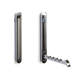 Gedotec Mital Folding Hook Wardrobe Wall Panel Clothes Fan Folding Hook for Inputting in Wood 140 x 16/128 mm Chrome-Plated Steel 1 Piece Design Wall Coat Rack Recessed for Gluing