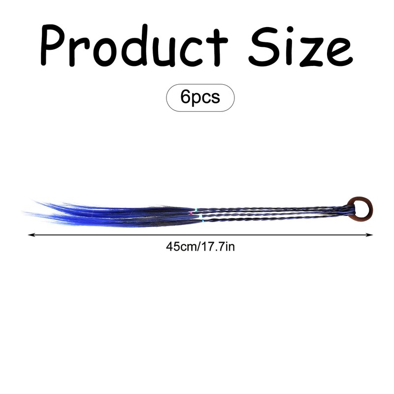 Luckious 6 Pieces Kids Wig Braids,16 Inch Rainbow Colour Girls