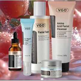 VGO 5-Step Skincare Routine: All-in-One Set Including Cleanser, Toner, Serum, Eye Cream, and Moisturizer.