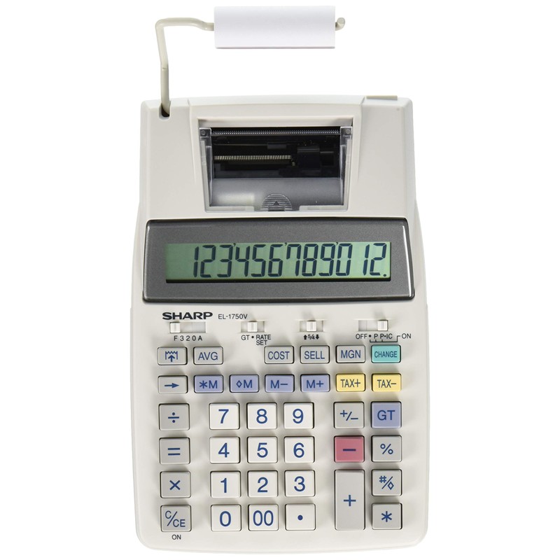 Sharp EL-1750V Semi-Desktop Printer Calculator, 12 Digits