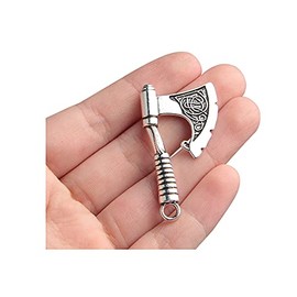 Acxico 10Pcs Antique Silver Axe Viking Charms Pendant for Bracelet Necklace Jewelry