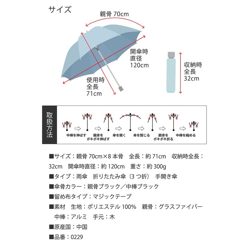 LIEBEN-0229 Super Big 3 Folding Umbrella, Extra Large Mini Umbrella,