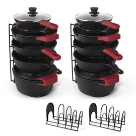 Cuisinel Pots and Pans Organizer - 15" Heavy Duty Skillet Rack - 2 Pack - Kitchen Counter/Cabinet Organization Storage - Holder for Cookie Sheet, Cutting Board, Cast Iron Cookware, Dish, Lid Stand