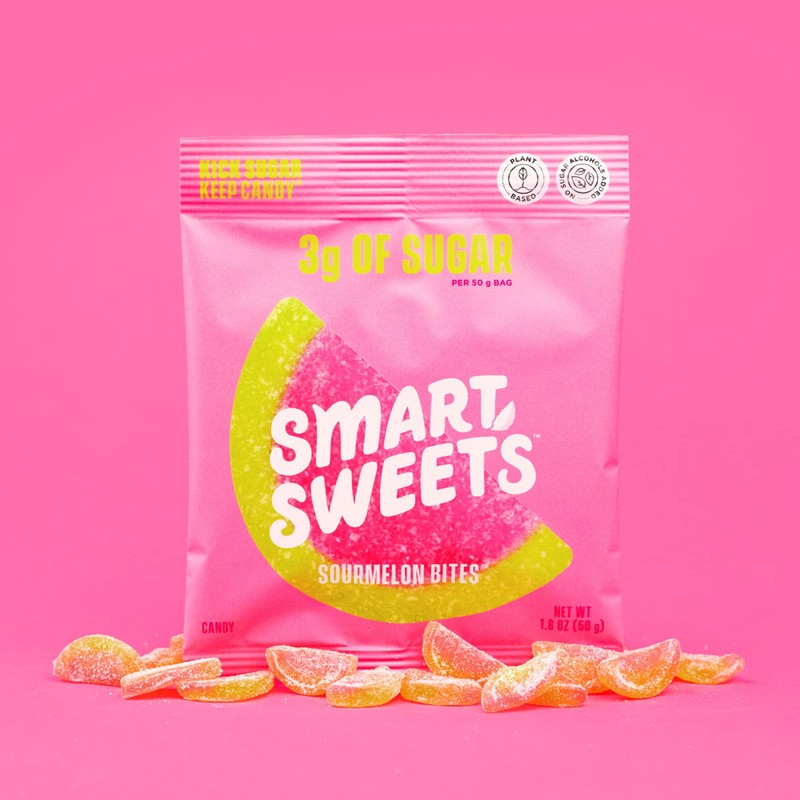 SmartSweets Sourmelon Bites, 1.8oz (Pack of 12), Sour Watermelon Gummy