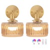Shenmoyl Vintage Battery Operated Wall Sconce with Amber Striped Glass
