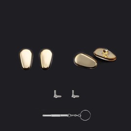 2 Pairs Eyeglass Nose Pads Sunglasses Nose Pads Eyewear Nose Pieces Silicone and Plastic Inner Core Glasses Screws and Micro Screwdrivers Repair Kits (Gold)