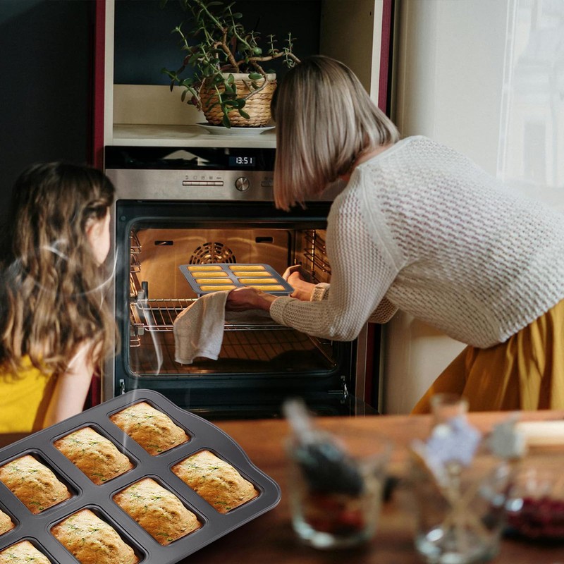 Lawei 2 Pack 8 Cavity Mini Loaf Pan, Non-Stick Small