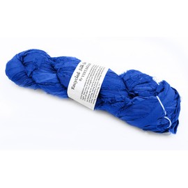 Vintageandyou 100g Recycled Sari Silk Ribbon Yarn, Jewelry Making Trim - Royal Blue