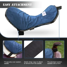 Harrison Howard Trail Seat Saver Western Tack Saddle Ride-on Pad with Cushion Bottom Helps Distribute Back Pressure Blue