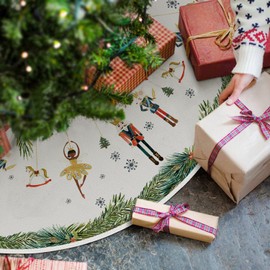 Artoid Mode Leaves Nutcracker Snowflakes Christmas 36 Inches / 91 cm Christmas Tree Skirt, Star Christmas Tree Skirt for Holiday Party Decoration