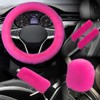 5PCS Fluffy Car Steering Wheel Cover Set, Includes Faux Fur