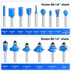 Router Bits Set 1/4" Inch Shank Tungsten Carbide Router Bits