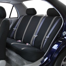 FH Group Car Seat Covers Rear Set Cloth - Car Seat Covers with Removable Headrest,Universal Fit,Automotive SeatCovers,Washable Car SeatCover for SUV,Sedan,Van Gray