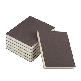 sourcing map Pack of 6 Sanding Sponge 220 Grit Sanding Block Pad 4.7 x 3.9 x 0.4 Inch Brown