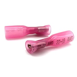 (1000 Pieces) Red Heat Shrink Marine Grade Female Spade Connectors, American Wire Gauge 22-18