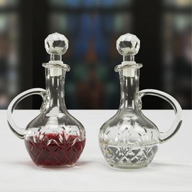 Needzo Elegant Hand-Blown Glass Cruet Set, 2 oz Capacity, Perfect for Oils and Vinegars - 3-1/2" Dia x 8" H