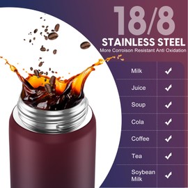 SLUXKE Stainless Steel Insulated Water Bottle, 24oz Insulated Drinking Bottle with Straw Lid, Keep Drinks Cold or Hot, for Work, Sport, Outdoor