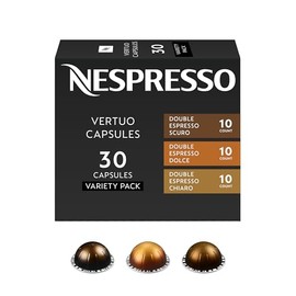 Nespresso Capsules Vertuo, Double Espresso Variety Pack, 30-Count Coffee Pods (Pack of 1), Brews 2.7oz