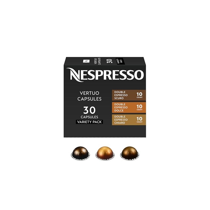 Nespresso Capsules Vertuo, Double Espresso Variety Pack, 30-Count Coffee Pods