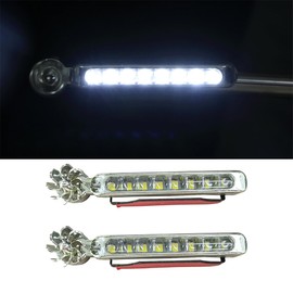KITUREK 2 Pcs LED Wind Powered Vehicle Lights, Waterproof Car Wind Energy Daytime Light, 8 LED Auto Daytime Running Light, No Need External Power Supply Car Lamps Accessories (White)
