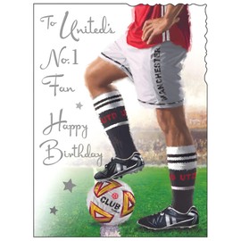 Manchester United Birthday Card - Football Design - Special Finishes and Illustrated Insert Leaf - Made in the UK