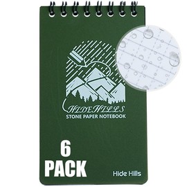 Waterproof Notebook Stone Paper Notebook 3x5 Pocket Notebook Waterproof Notepad Write in the Rain Notebook for Outside Activities All Weather Police Notepad Green Small Spiral Notebook 6 Pack