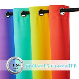 NICETOWN Colorful Rainbow Patio Curtains, Home Decoration Blackout Curtains for Bedroom Girls Room Decor, Window Drapes for Girly Nursery Kids Daughter (Dark Rainbow, 42 x 84 Inch Length, Set of 2)