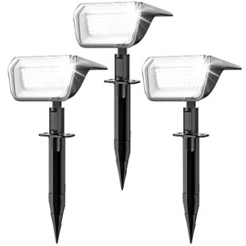 Linkind Solar Garden Spotlights,Extra-Long Illumination Time Solar Outdoor Garden Lights,800lm, 6500K Daylight, IP67 Waterproof Wall Lights for Garden Yard Driveway Walkway, 3-Pack