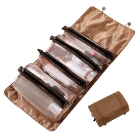 LumiSyne 4 in 1 Removable Toiletry Bag, Hanging Roll-up Cosmetic Bag, Large Capacity Mesh Wash Bag, Portable Foldable Toiletry Bag, Waterproof Makeup Bags, Organiser for Travel, Daily, khaki