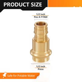 HeSun 10-Pack Brass Press Fitting Adapter,1/2" PRESS X 1/2" PEX-A Expansion F1960 Coupling, LF Brass