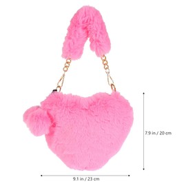 Holibanna Heart Shaped Bag Heart Tote Bag Fuzzy Purse Ladies Heart Handbag Purses For Women Trendy Handbags Furry Artificials Wool Pink Plush Bag Dinner Party