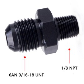YOMIRACING 6AN Male Flare to 1/8" NPT Black Straight Aluminum Pipe Fitting Adapter，Transmission Cooler，Pack of 2