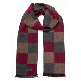Marino’s Winter Cashmere Feel Men Scarf,100% Cotton Fashion Scarves, In Elegant Gift Box - Crimson, Umber, Ash - One Size