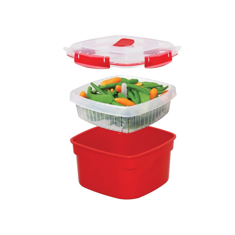 Sistema 1102 Insulated Food Boxes, Red/Transparent, 2.4 L