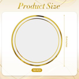 Kochorie 50 Pcs Round Paper Placemats, 13.4 x 13.4 Inch Gold Foil Paper Placemats, Disposable Decorative Table Mats for Wedding Banquet Baby Shower Birthday Party Dining Table Decor
