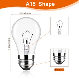 Brtstiun Dimmable Microwave Light Bulbs 2 Pack 40 Watts Oven Light Bulb Replacement A15 High Heat E26 for Stove Hood, Refrigerator, Microwave, Warm White Refrigerator Light Bulb 2700K