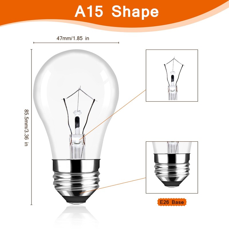 Brtstiun Dimmable Microwave Light Bulbs 2 Pack 40 Watts Oven