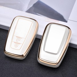 PANPHEN car key case for Toyota, suitable for Toyota CHR RAV4 Camry C-HR Corolla Prado Prius 2016 2017 2018 2019 2020, 2 buttons, White