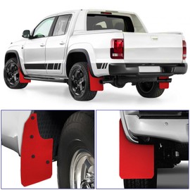Universal Mud Flaps Carbon Fiber Effect Splash Guards Mudguard Mudflaps Fender Flares for Car Pickup Truck SUV Van Coupe Sedan - Large Size Flexible, Front Rear 4 Pack with Screws (Red)